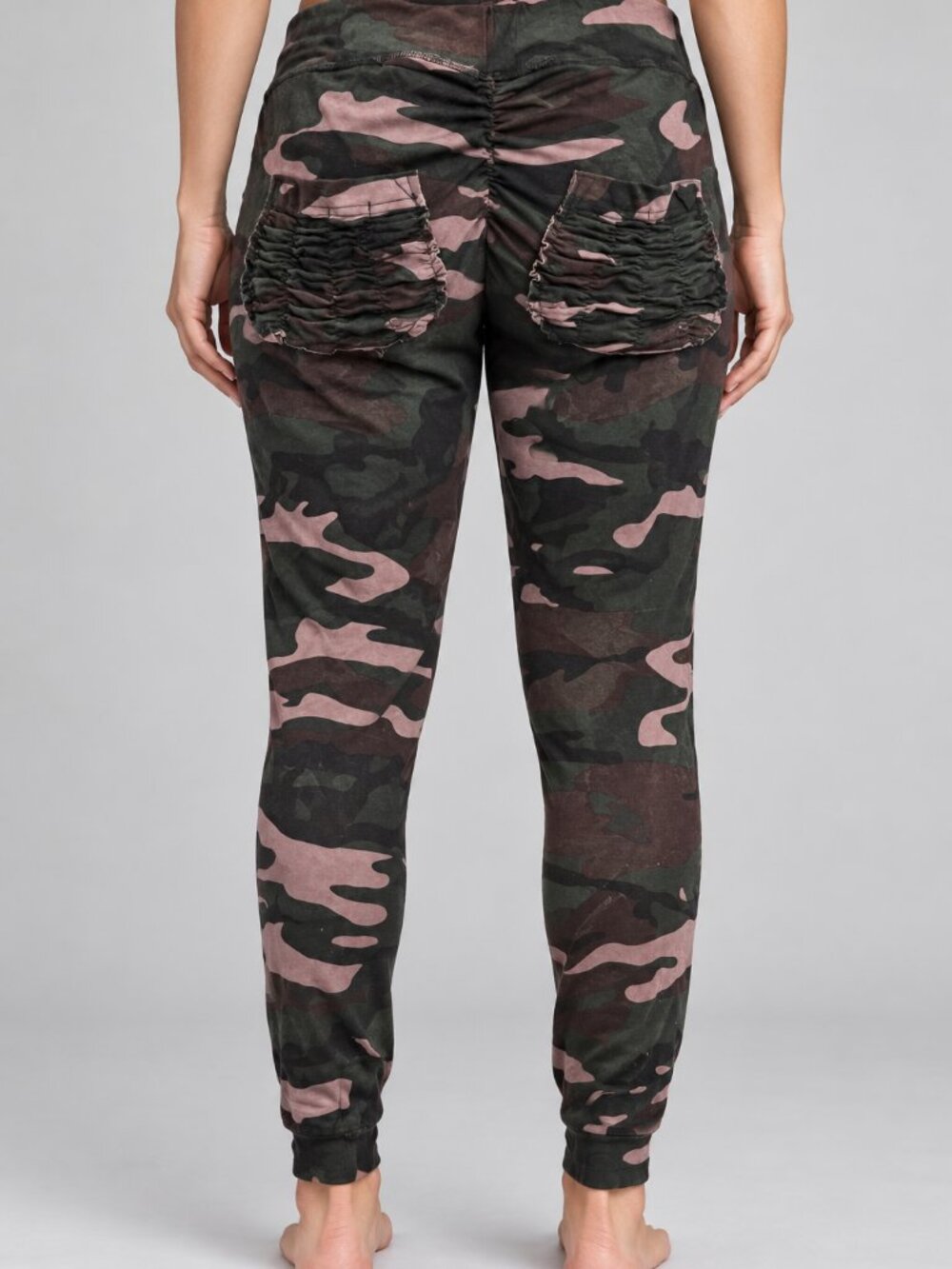 Cute Booty Lounge Camo Drawstring Scrunch Pocket Pants Large